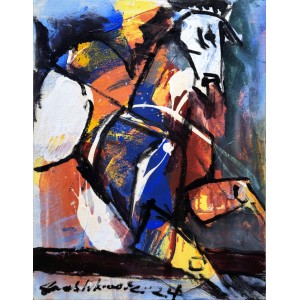 Mashkoor Raza, 12 x 16 Inch, Oil on Canvas, Horse Painting, AC-MR-677